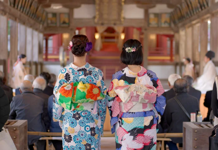 宗像大社の鳥居で着物参拝